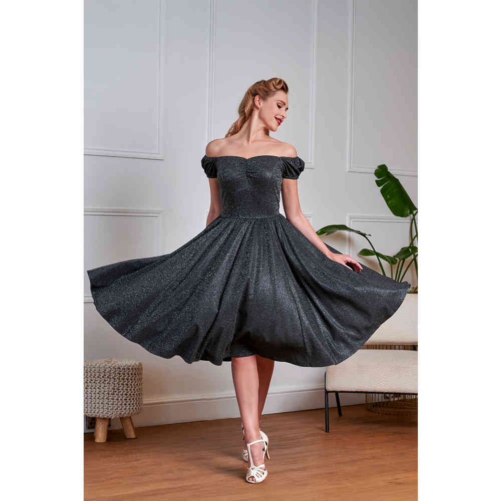 Banned - Marilyn Sparkle Flare dress - Black